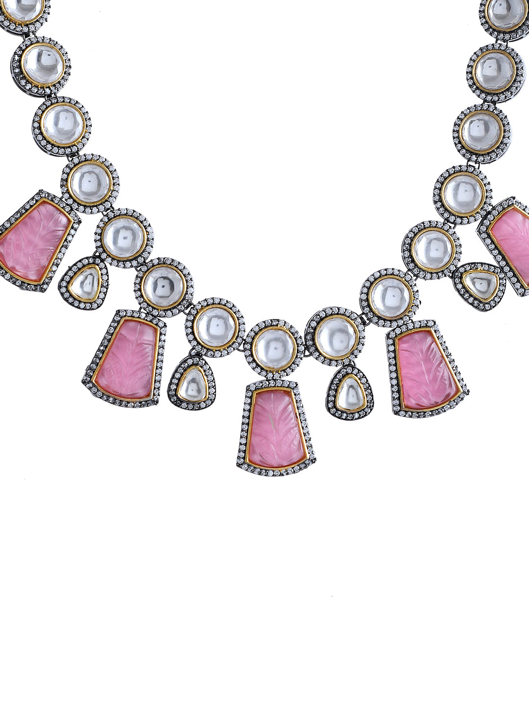 Designer Gold Plated Pink Kundan Jewellery Set