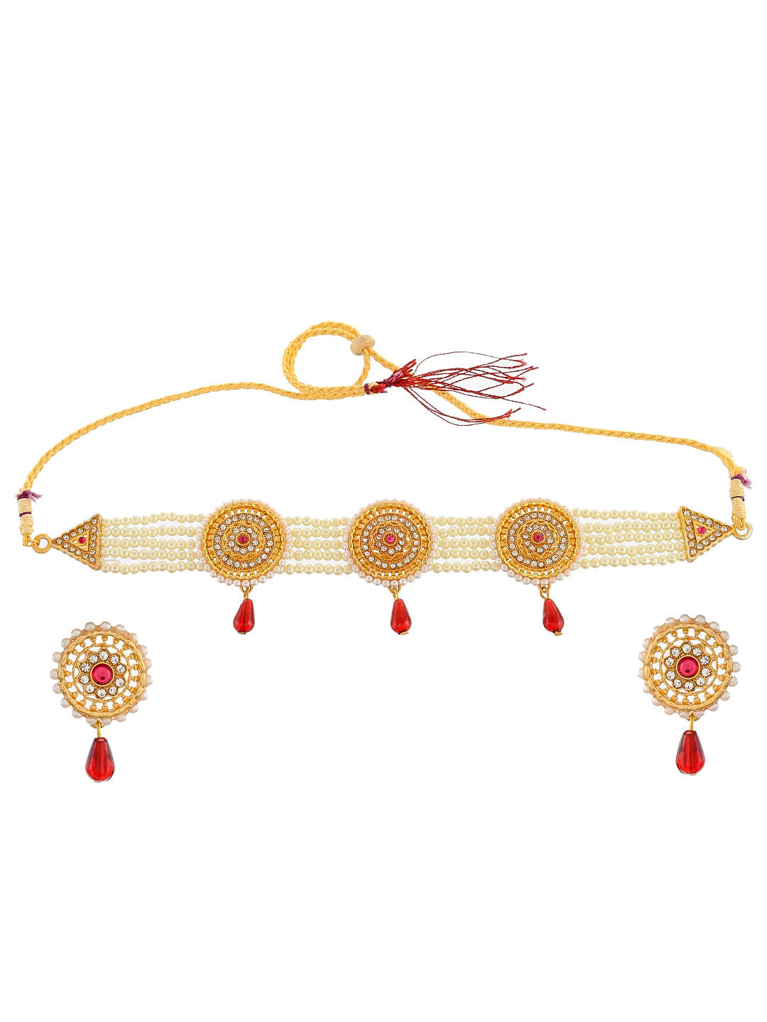 Pearl Choker Jewellery Set For Women And Girls