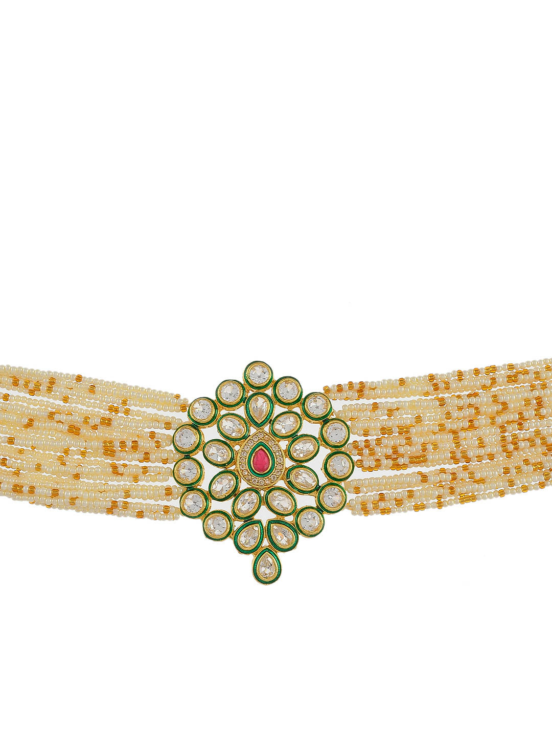 Indian Ethnic Gold Kundan Choker Necklace Set For Women Girls