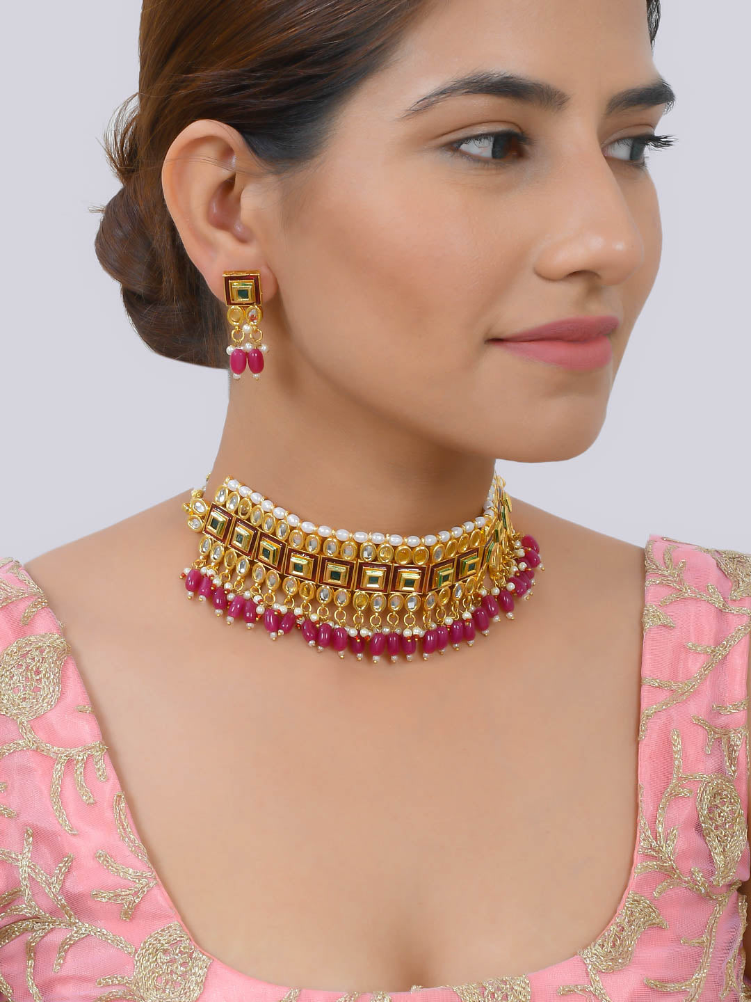 Traditional Gold Plated Red Kundan Jewellery Set for Women & Girls Online