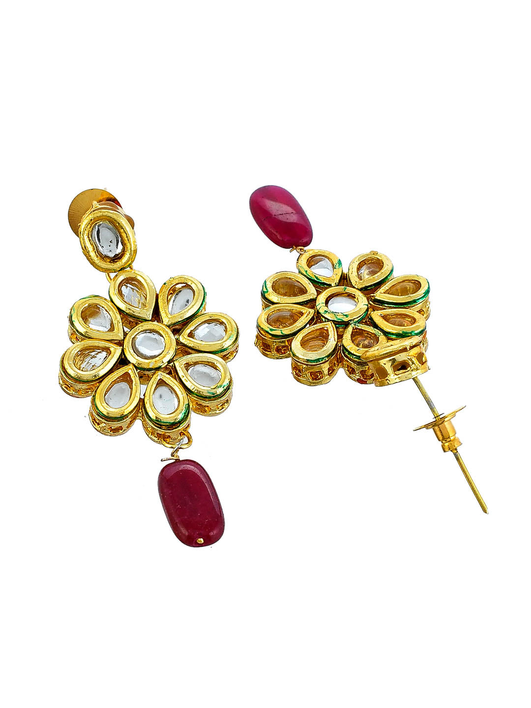 Traditional Pink Jadau Kundan Bridal Jewellery Set For Women