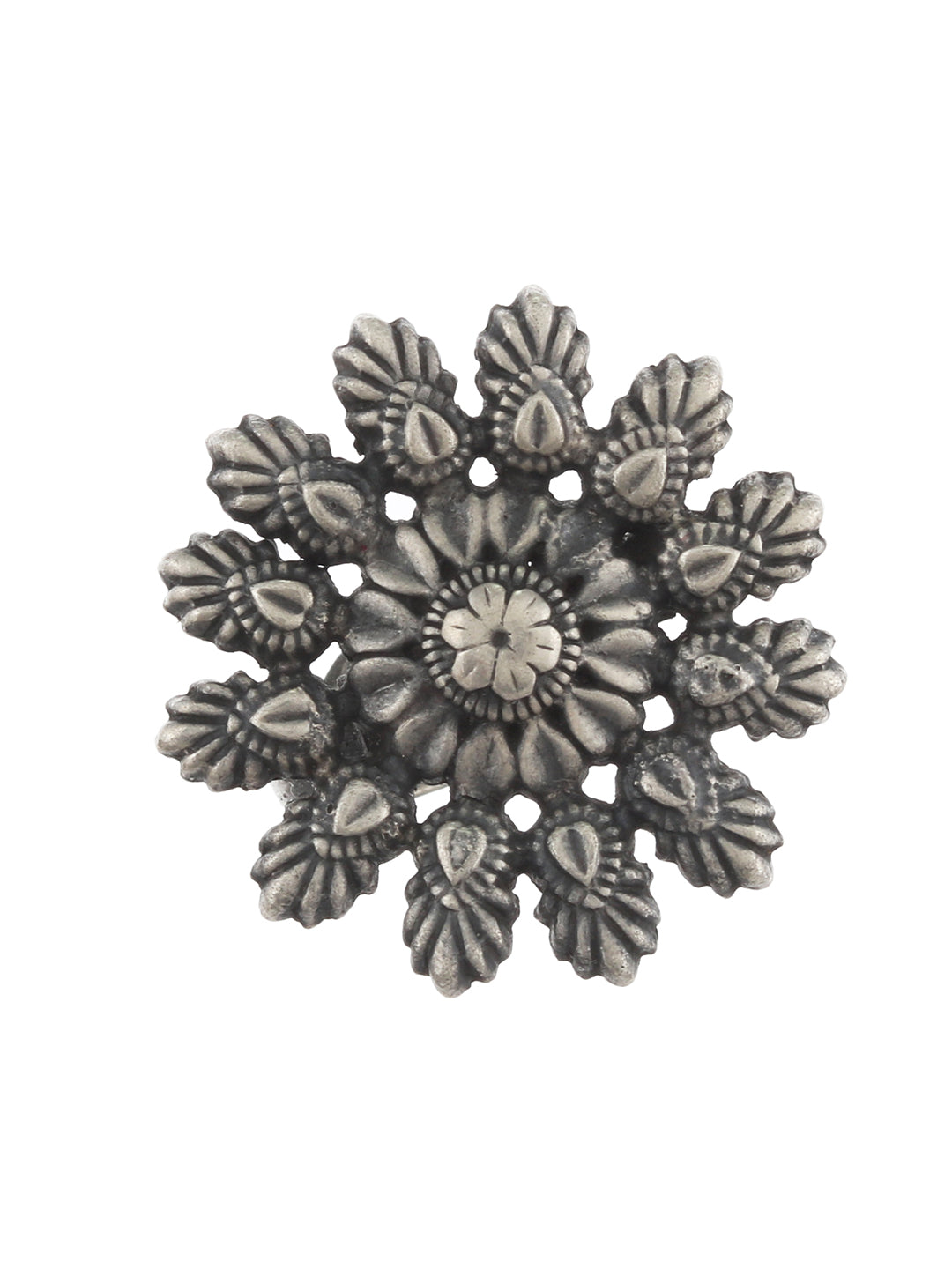 Oxidised Floral Handcrafted 92.5 Sterling Silver Ring