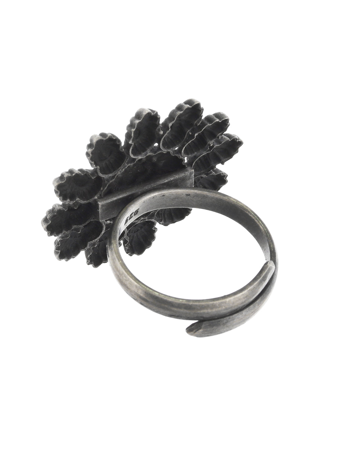 Oxidised Floral Handcrafted 92.5 Sterling Silver Ring