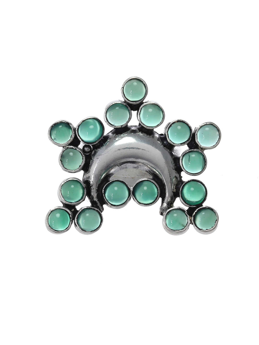 Green Onyx Oxidized 925 Silver Ring For Women