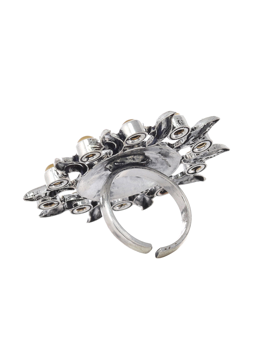 Oxidized silver flower design Adjustable Finger rings – Simpliful Jewelry