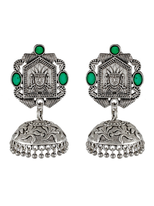 Green Stone Antique Traditional Jhumka Earrings Women Online
