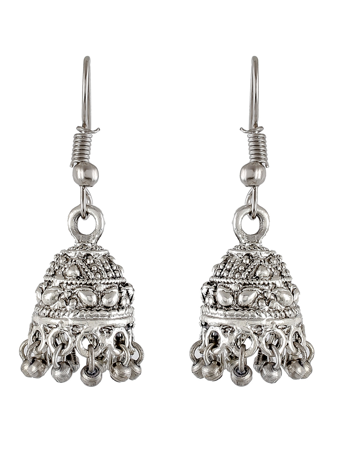 Silver Plated Oxidised Traditional Jhumka Earrings for Women Online