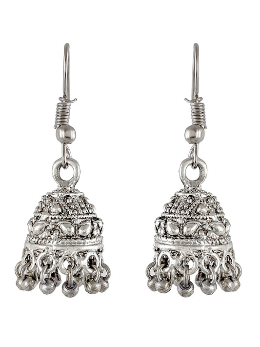 Silver Plated Oxidised Traditional Jhumka Earrings for Women Online