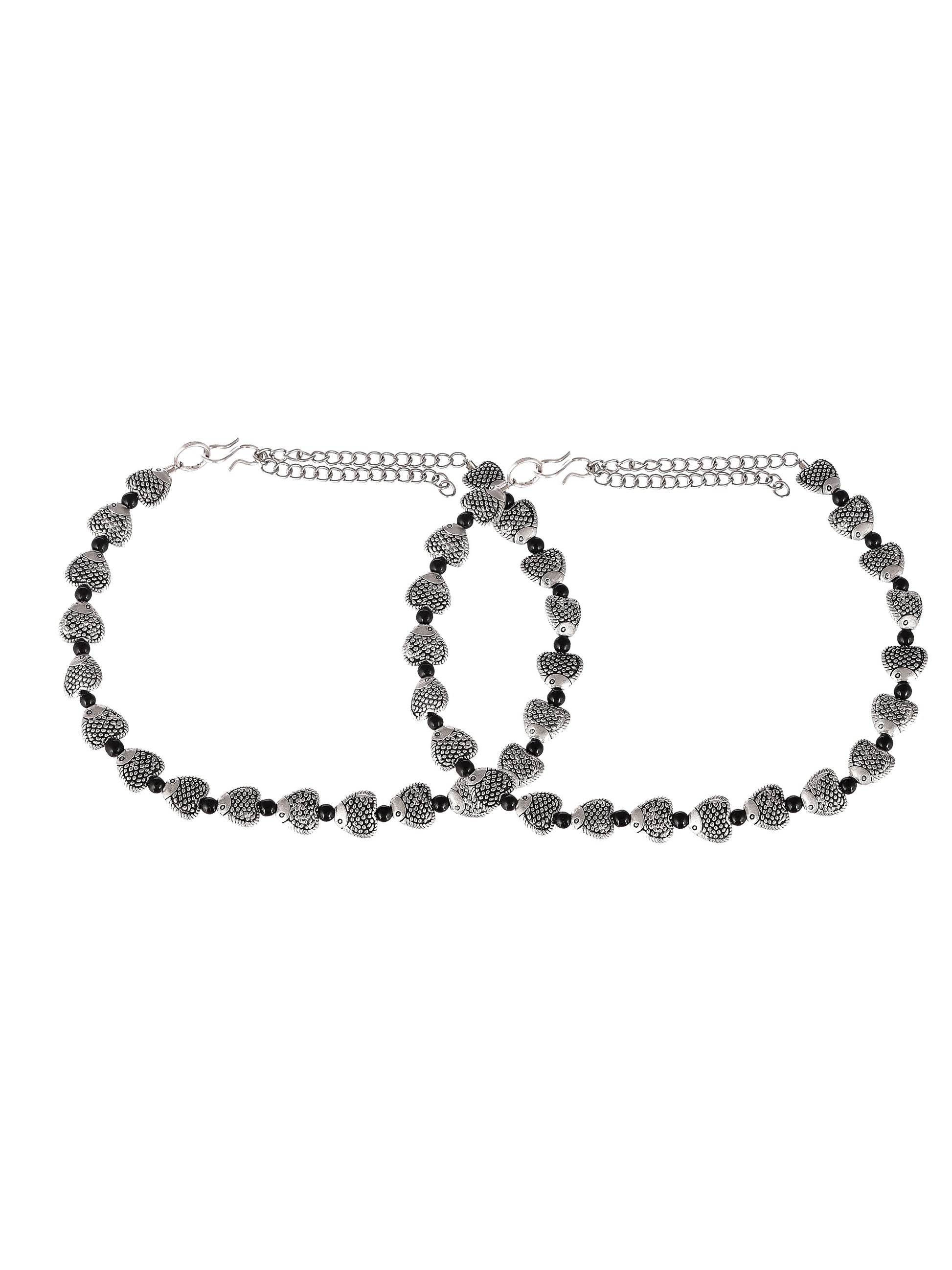 Buy online Silver Plated Oxidized Black Beads Anklet With Elephant Charm  from fashion jewellery for Women by Silvermerc Designs for ₹899 at 70% off