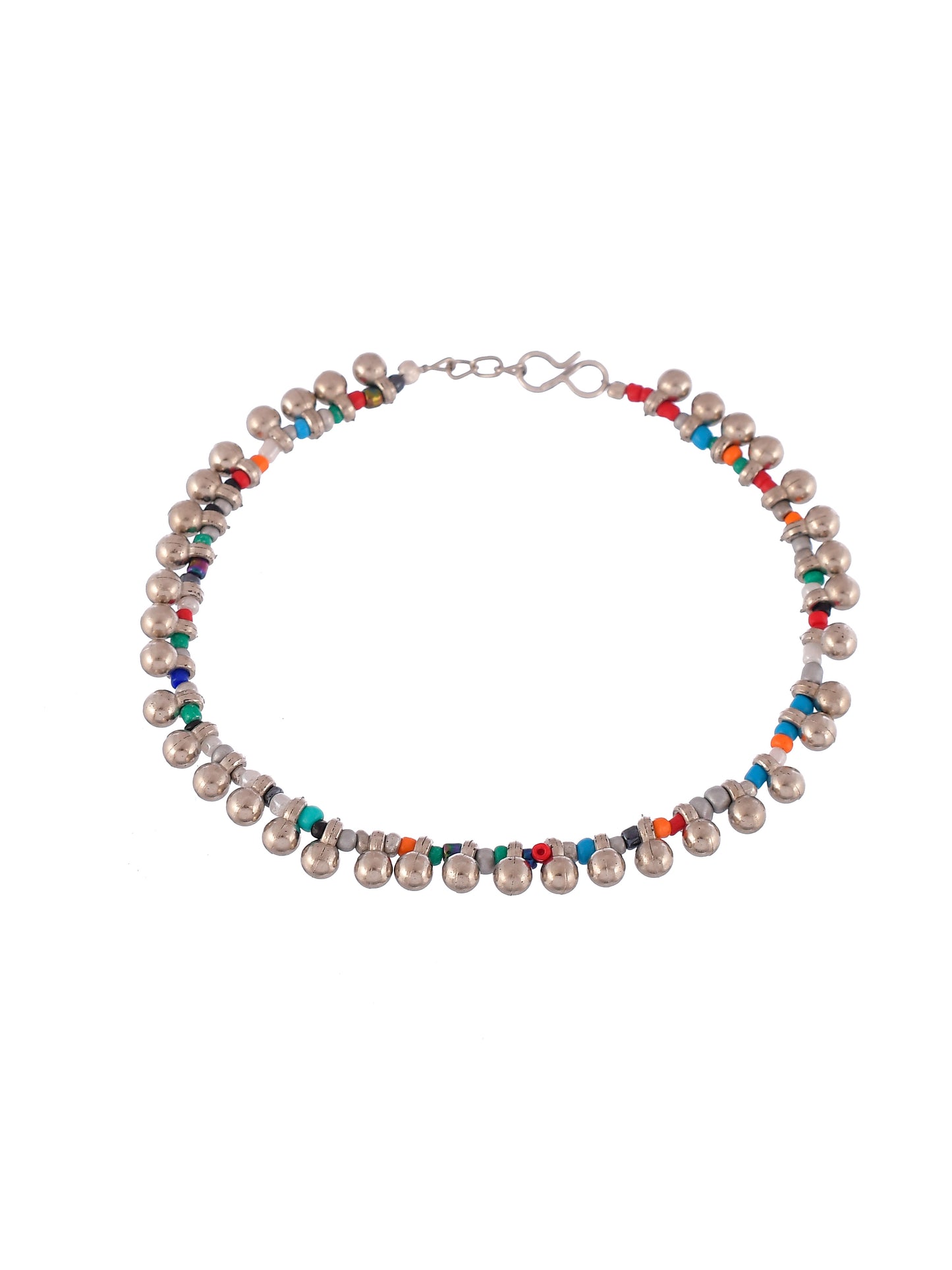 Silver Plated Ghungroo Beaded Anklet