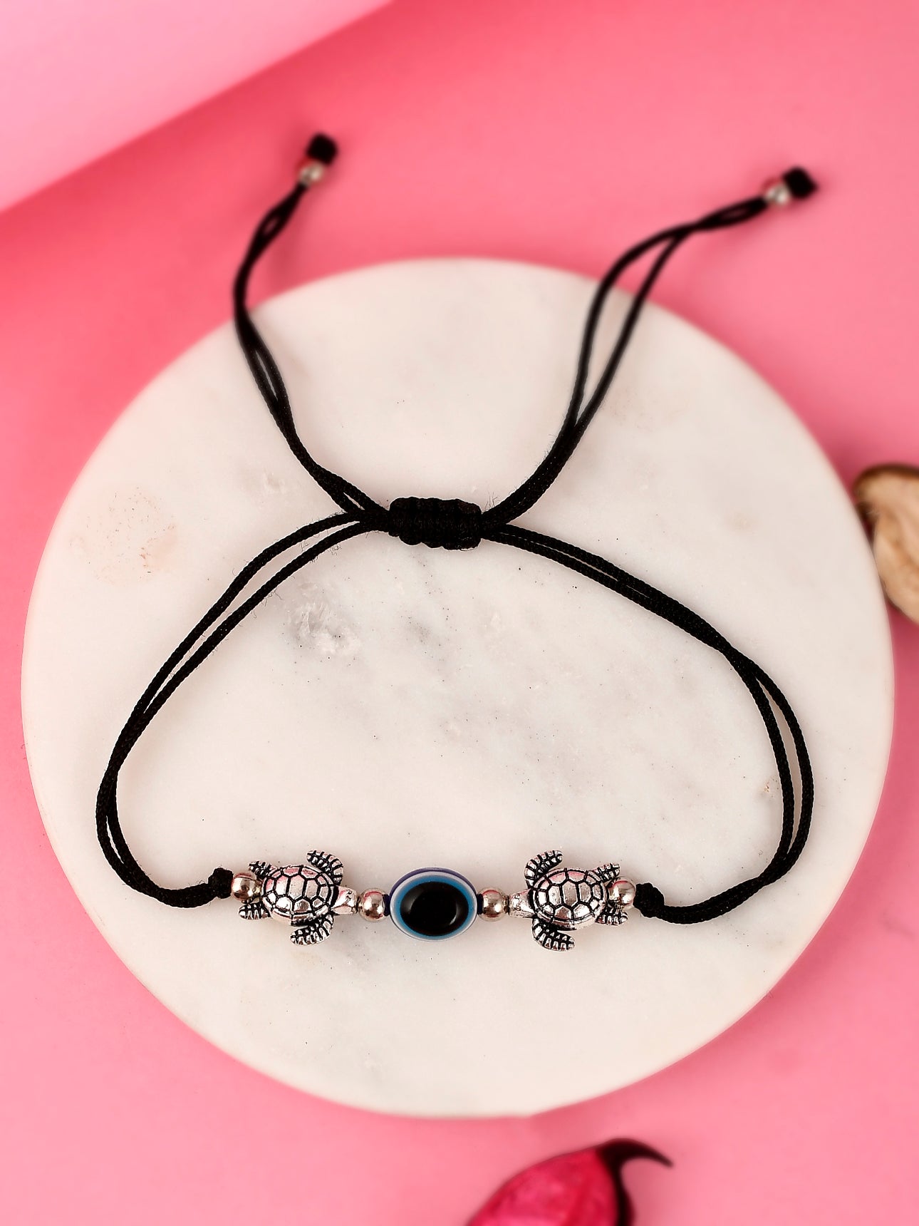 Silver Plated Oxidised Evil Eye Threaded Anklets for Women Online