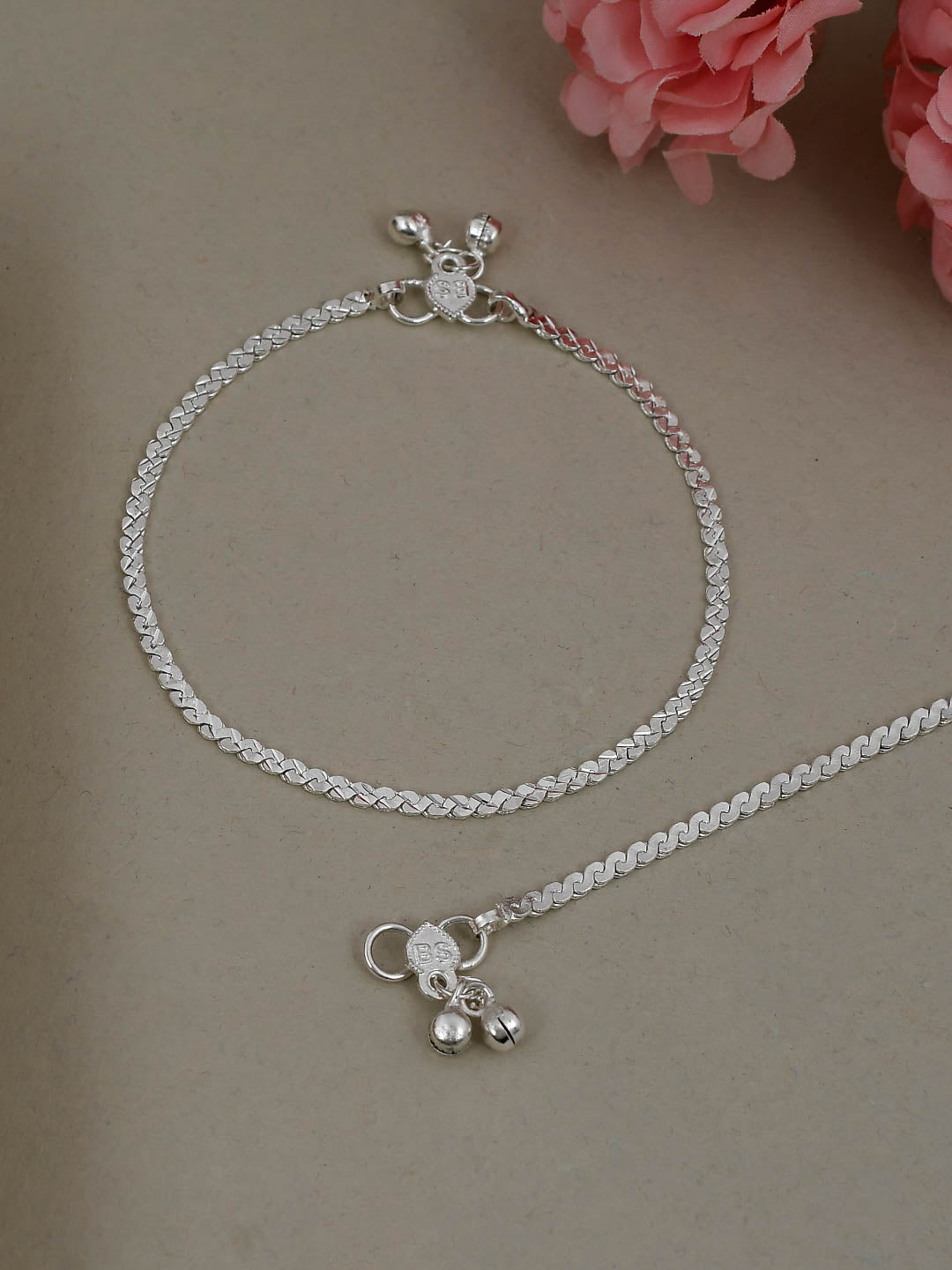 Set of 2 Silver Plated Western Delicate Chain Anklets for Women Online