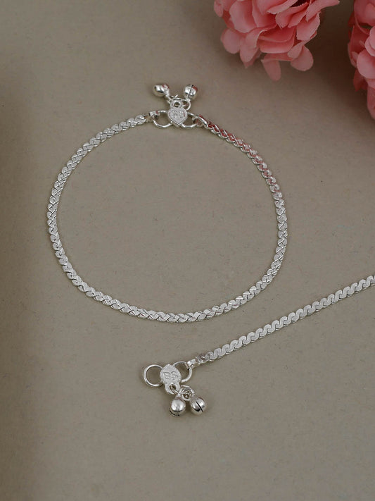 Set Of 2 Silver Plated Western Delicate Chain Anklets