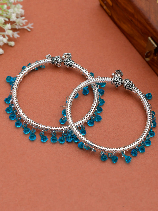 Blue Drops Silver Plated Anklets for Women Online