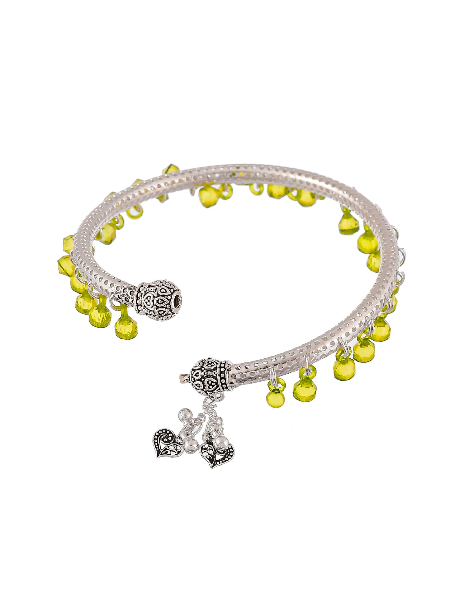 Silver plated stone beads Kada Anklet