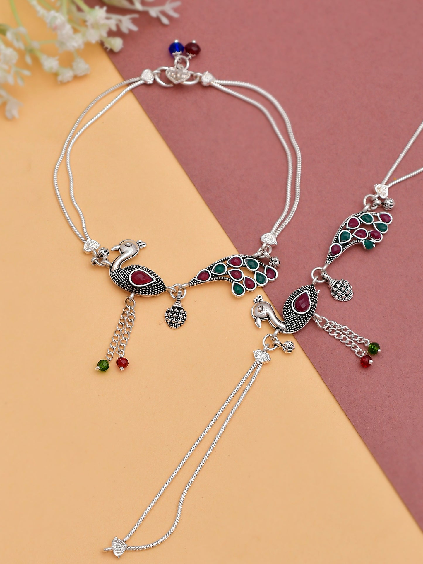 Traditional Peacock Anklets for Women Online