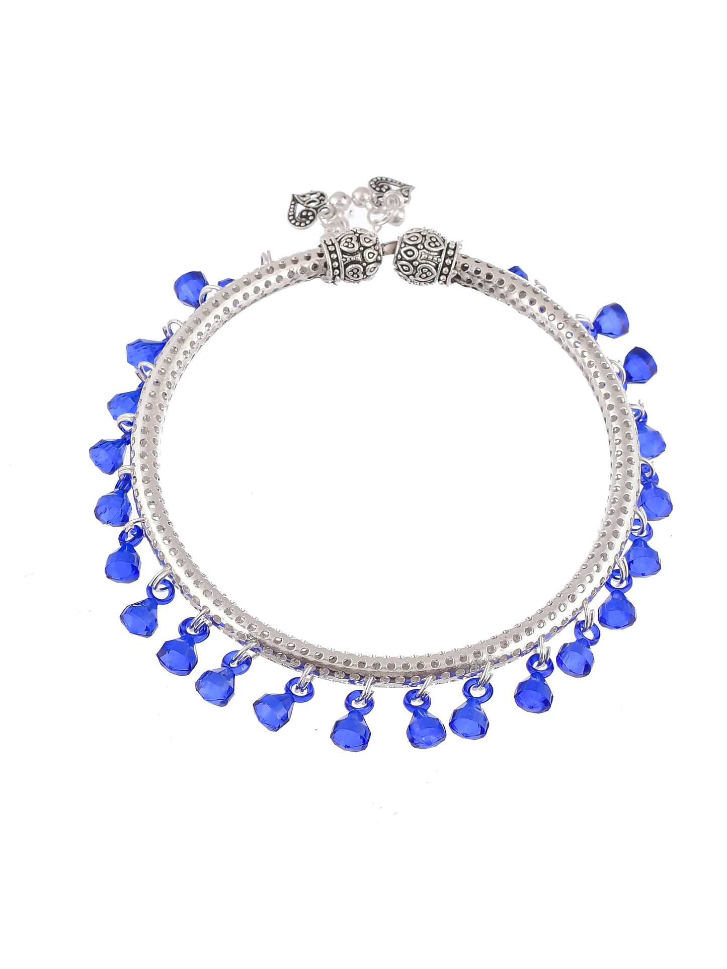 Silver Plated Blue Stone Anklets