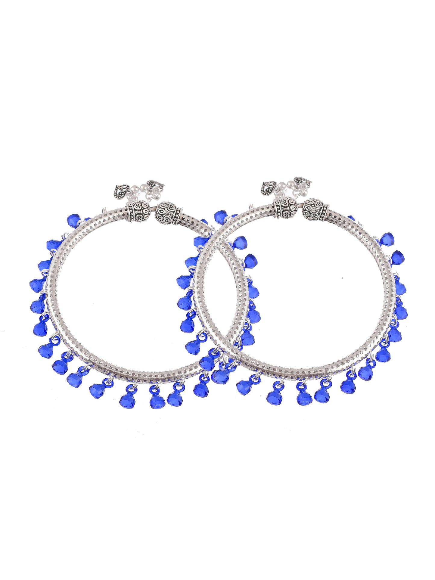 Silver Plated Blue Stone Anklets