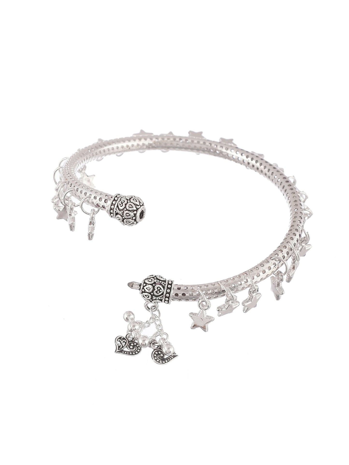 Silver Plated Women Silver Star Charm Kada Anklet