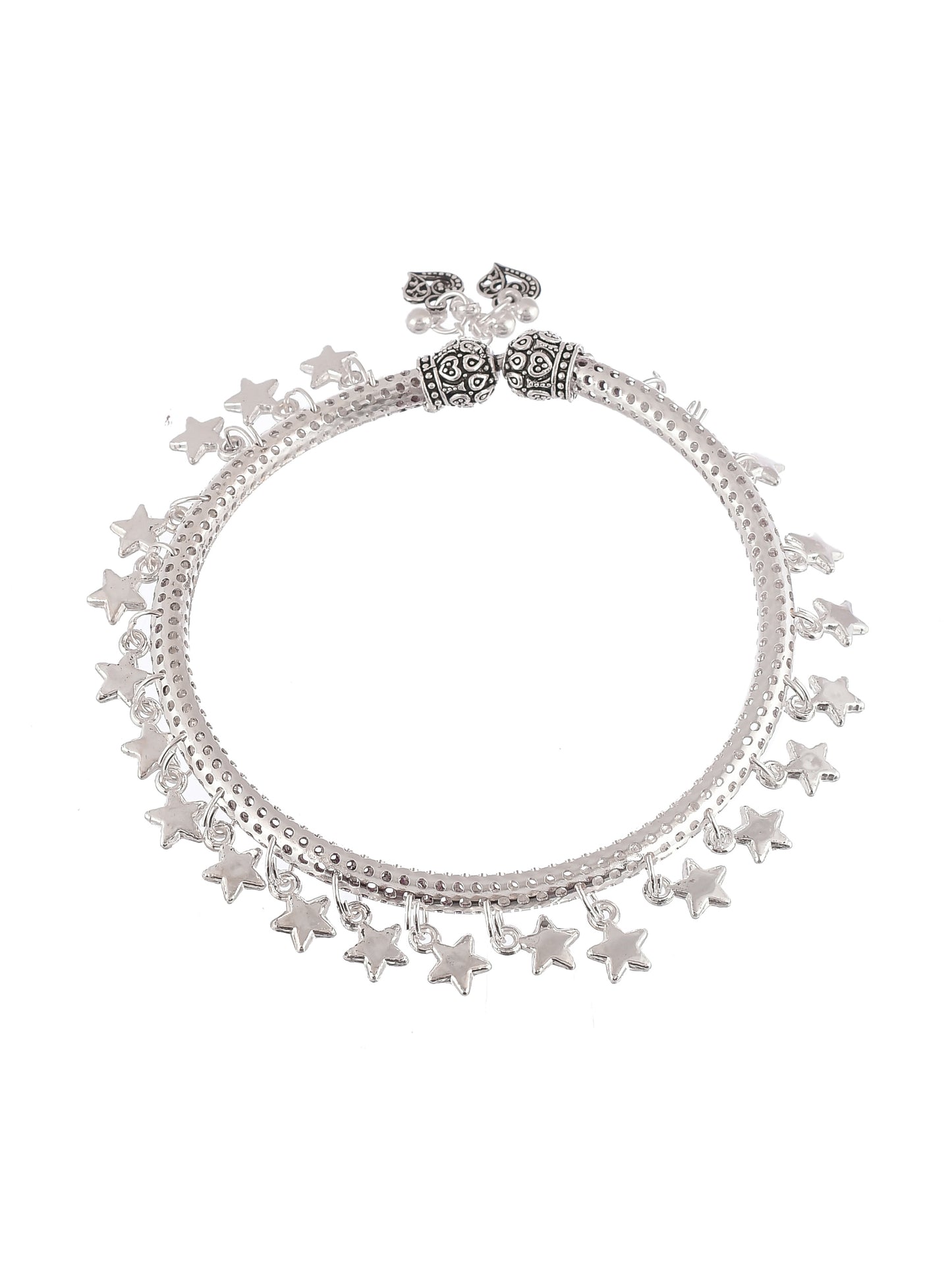 Silver Plated Women Silver Star Charm Kada Anklet