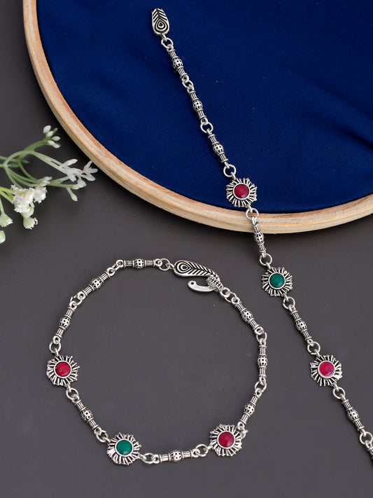 Silver Plated Oxidised Anklets for Women Online