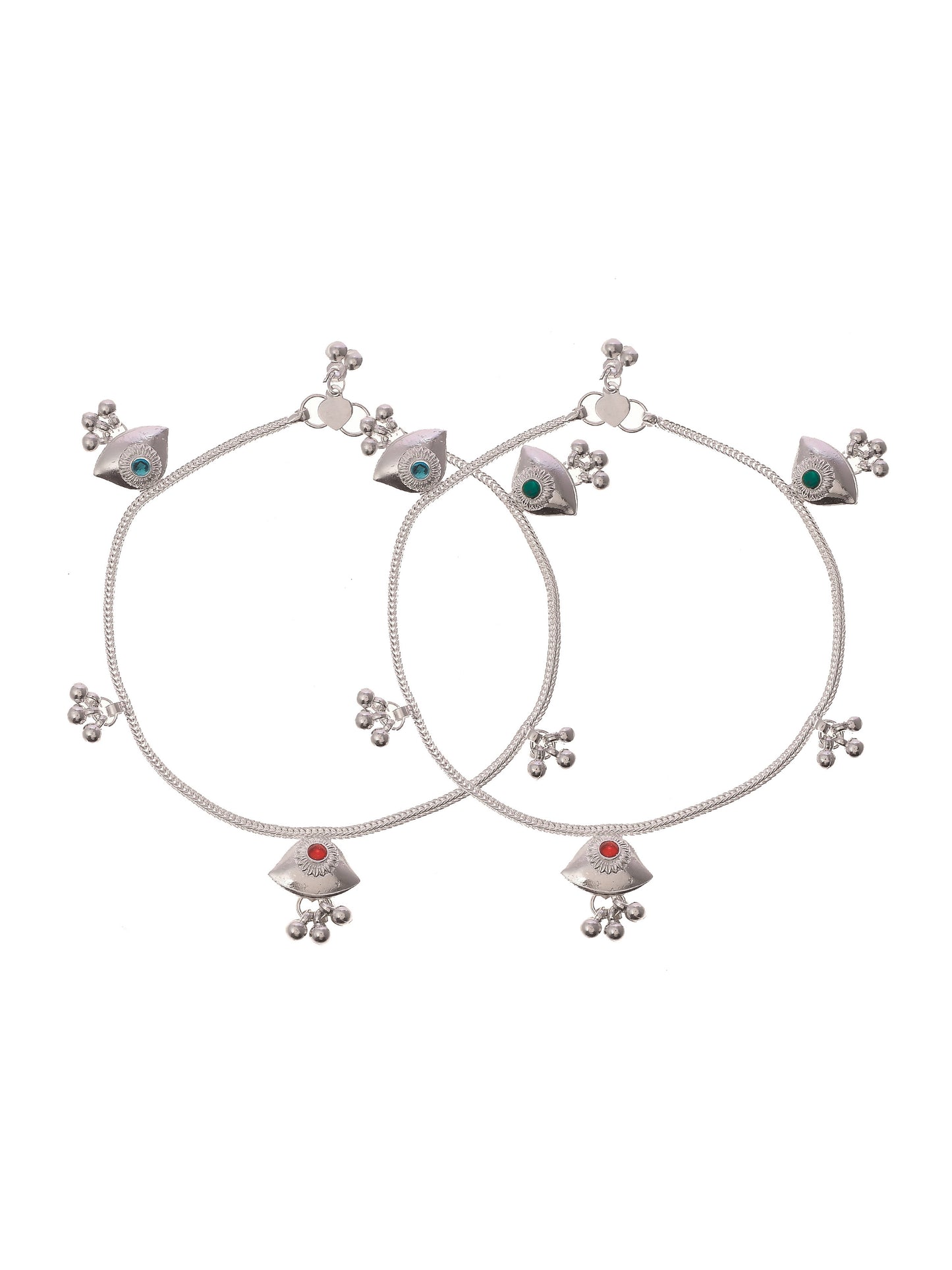 Silver Anklets with stones traditional payal for women