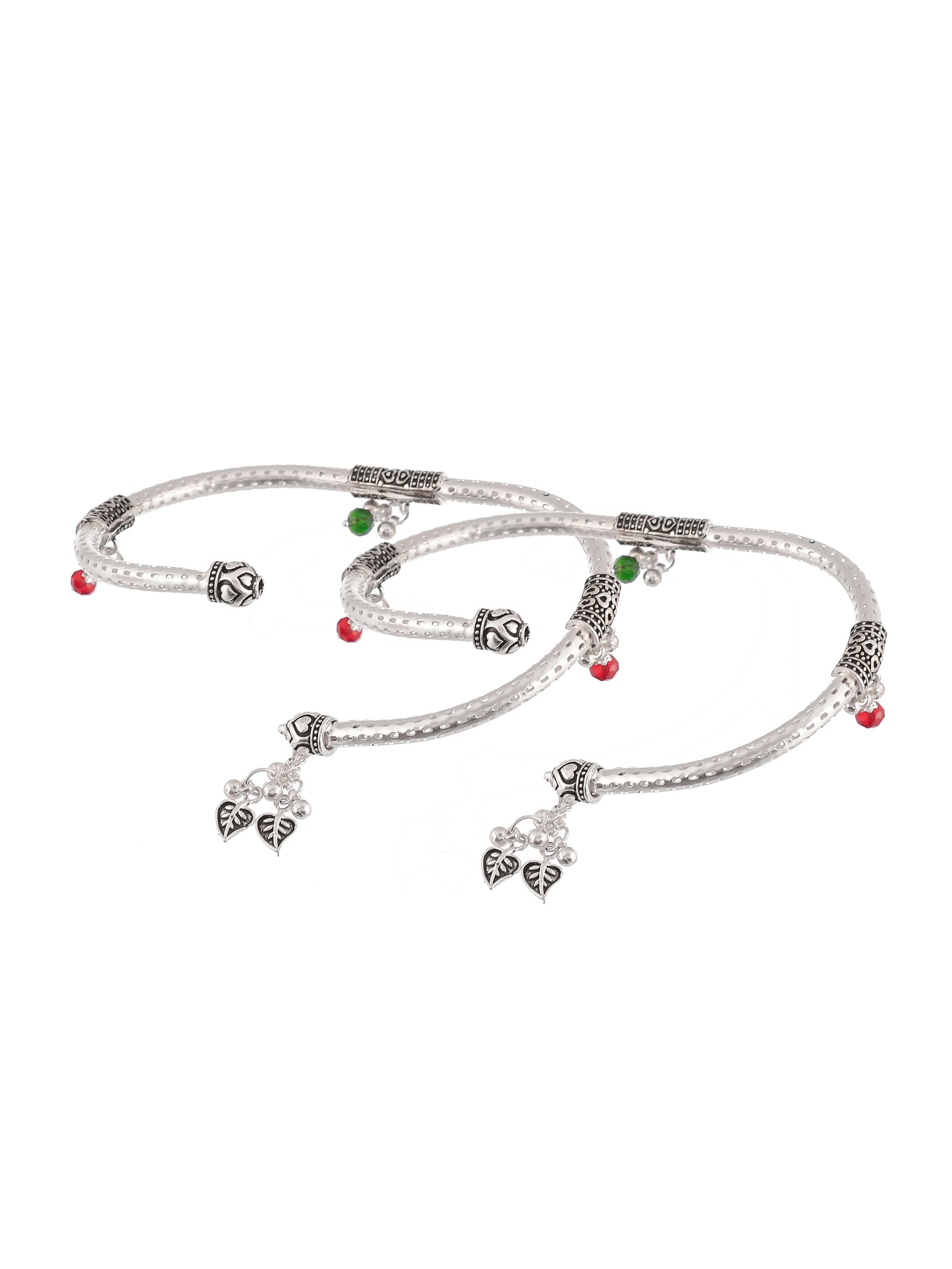 Silver Plated Long Kada Designer Anklet