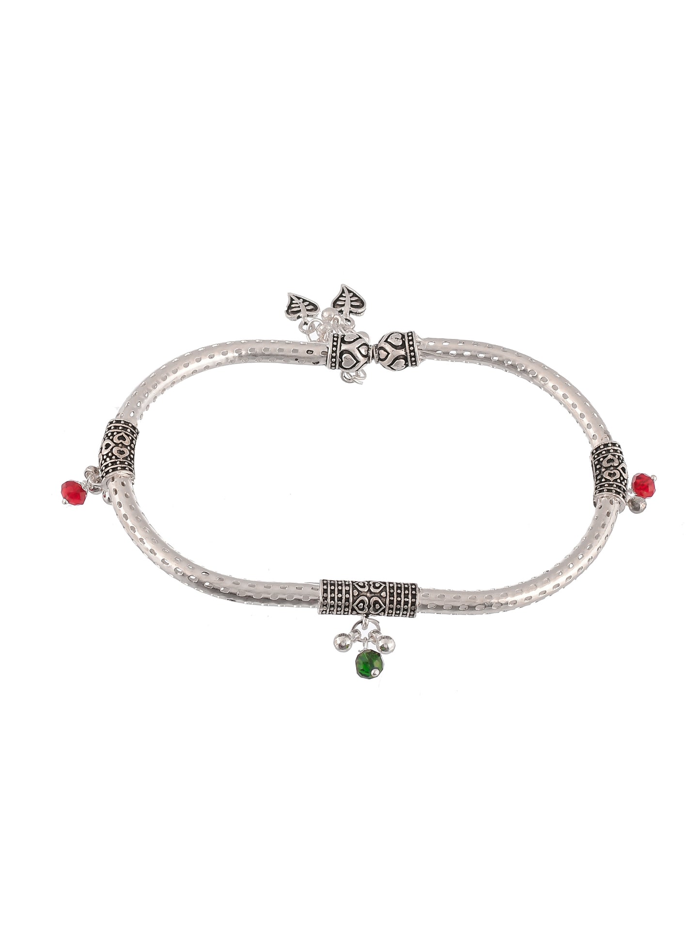 Silver Plated Long Kada Designer Anklet