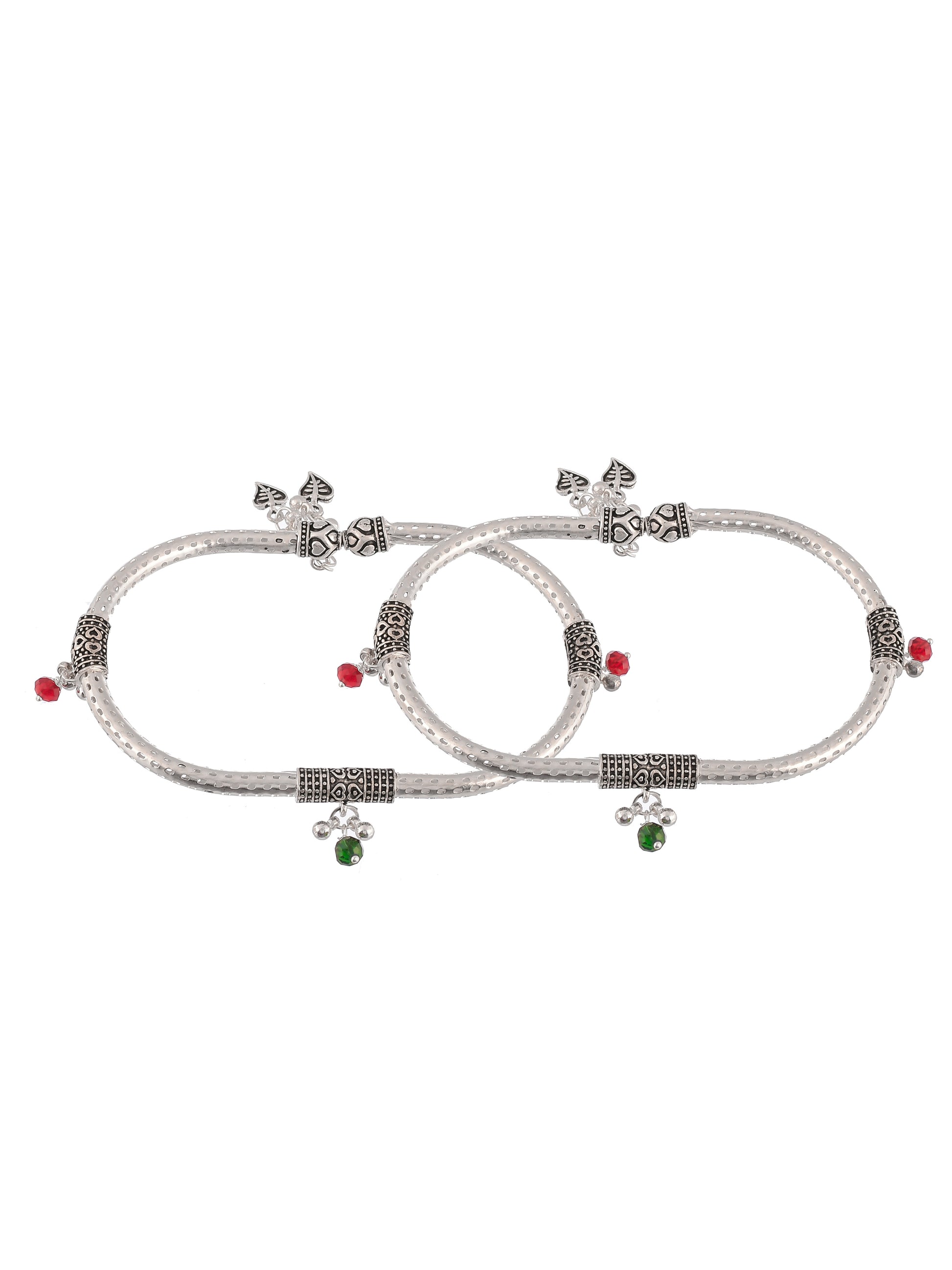 Silver Plated Long Kada Designer Anklet