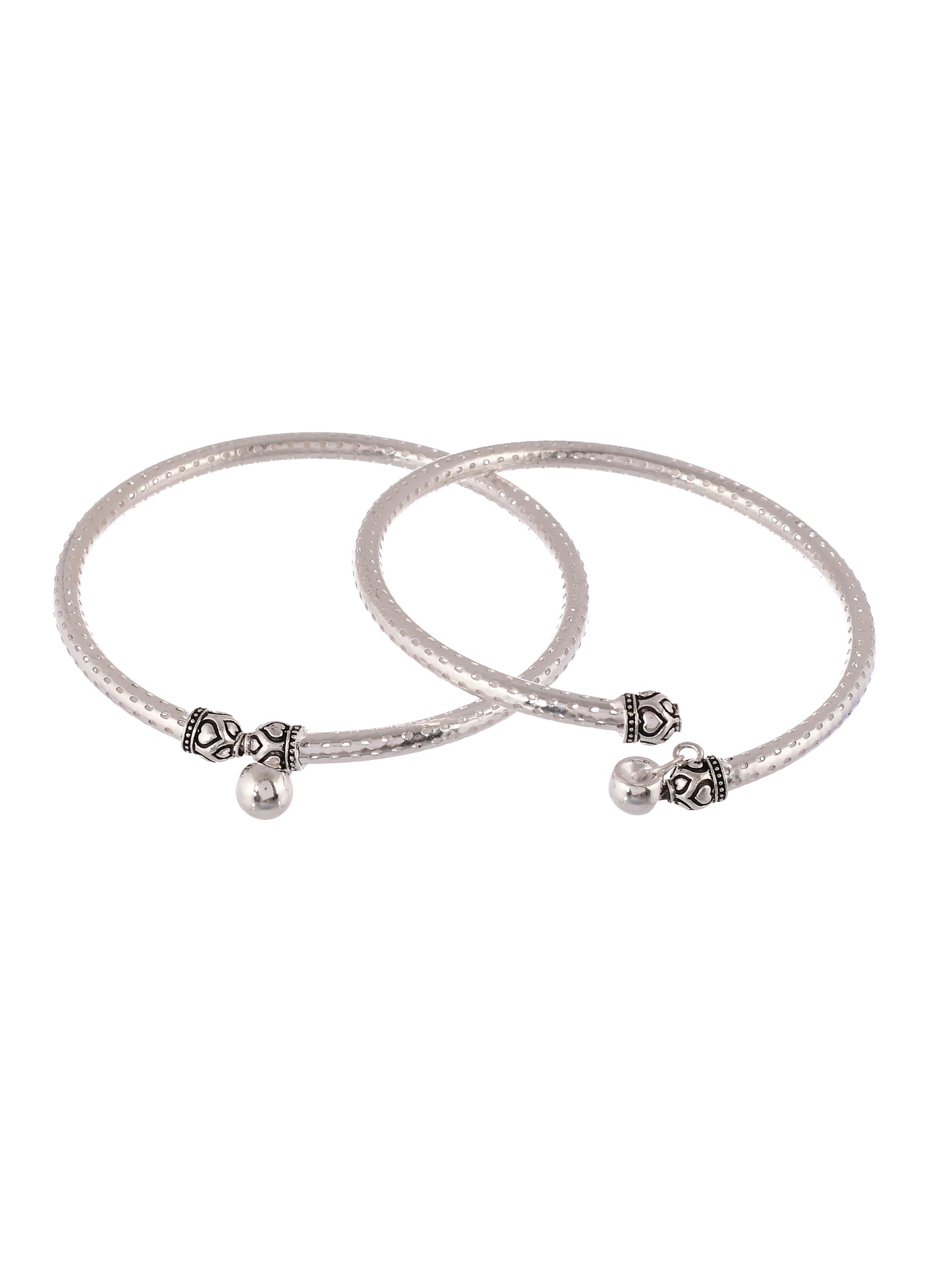 Set Of 2 Silver Plated Tamanna Kada Anklets