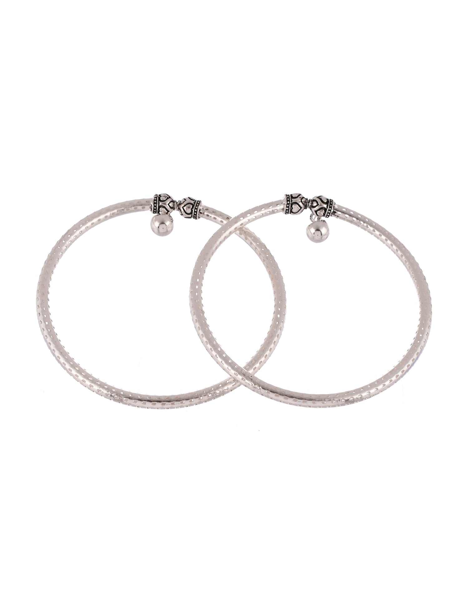 Set Of 2 Silver Plated Tamanna Kada Anklets