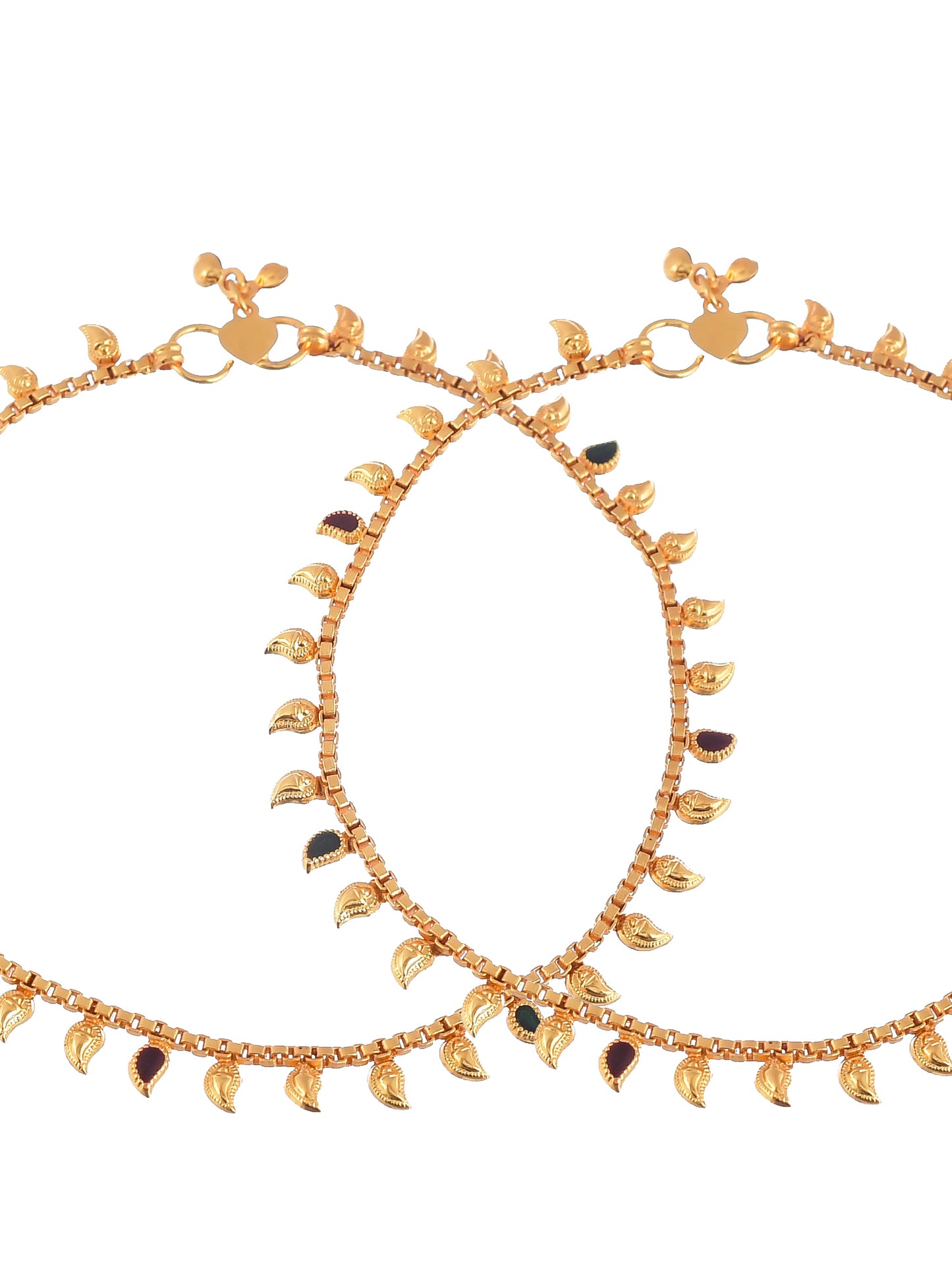 Set Of 2 Golden Mango Chain Anklet