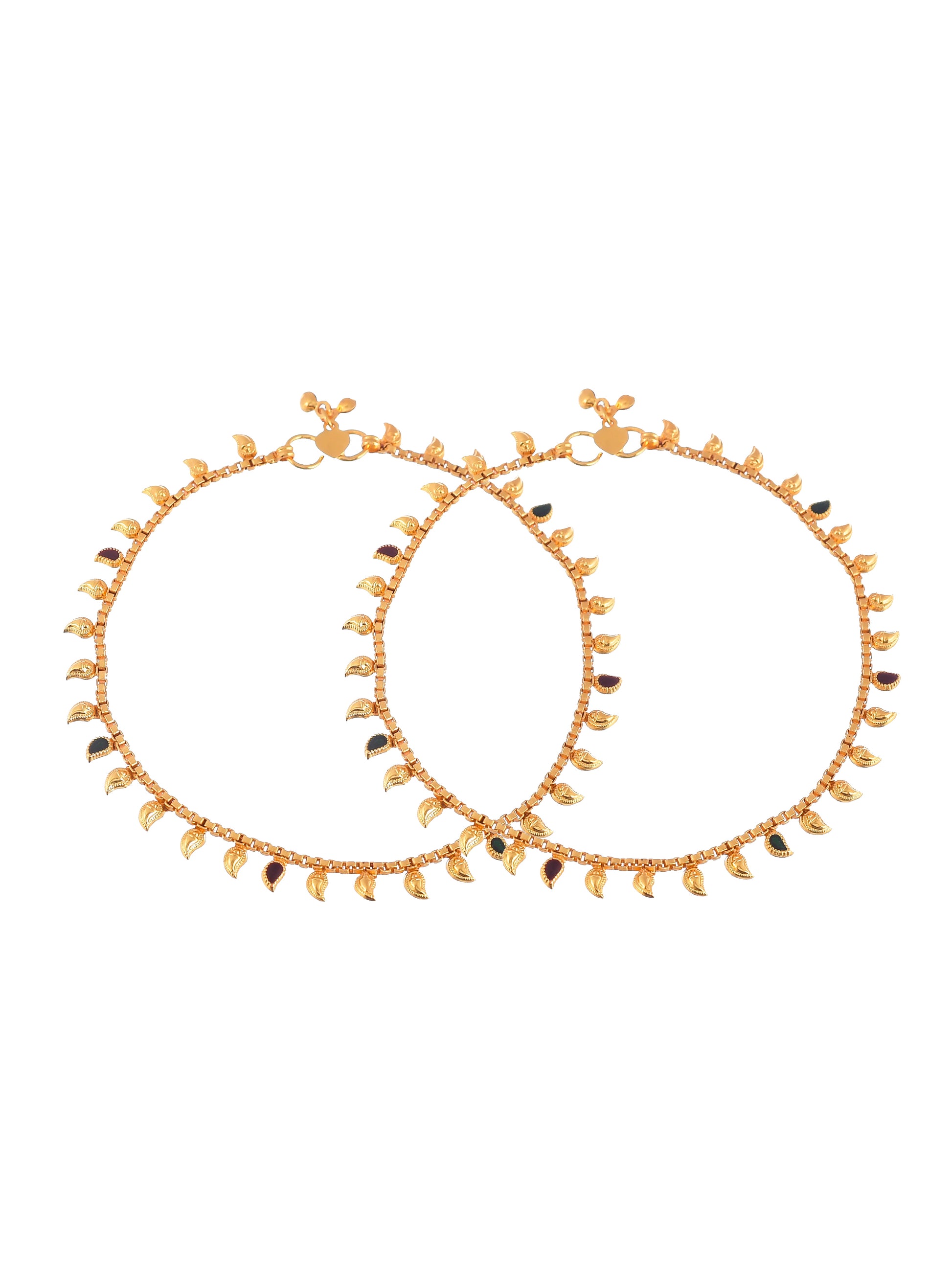 Set Of 2 Golden Mango Chain Anklet