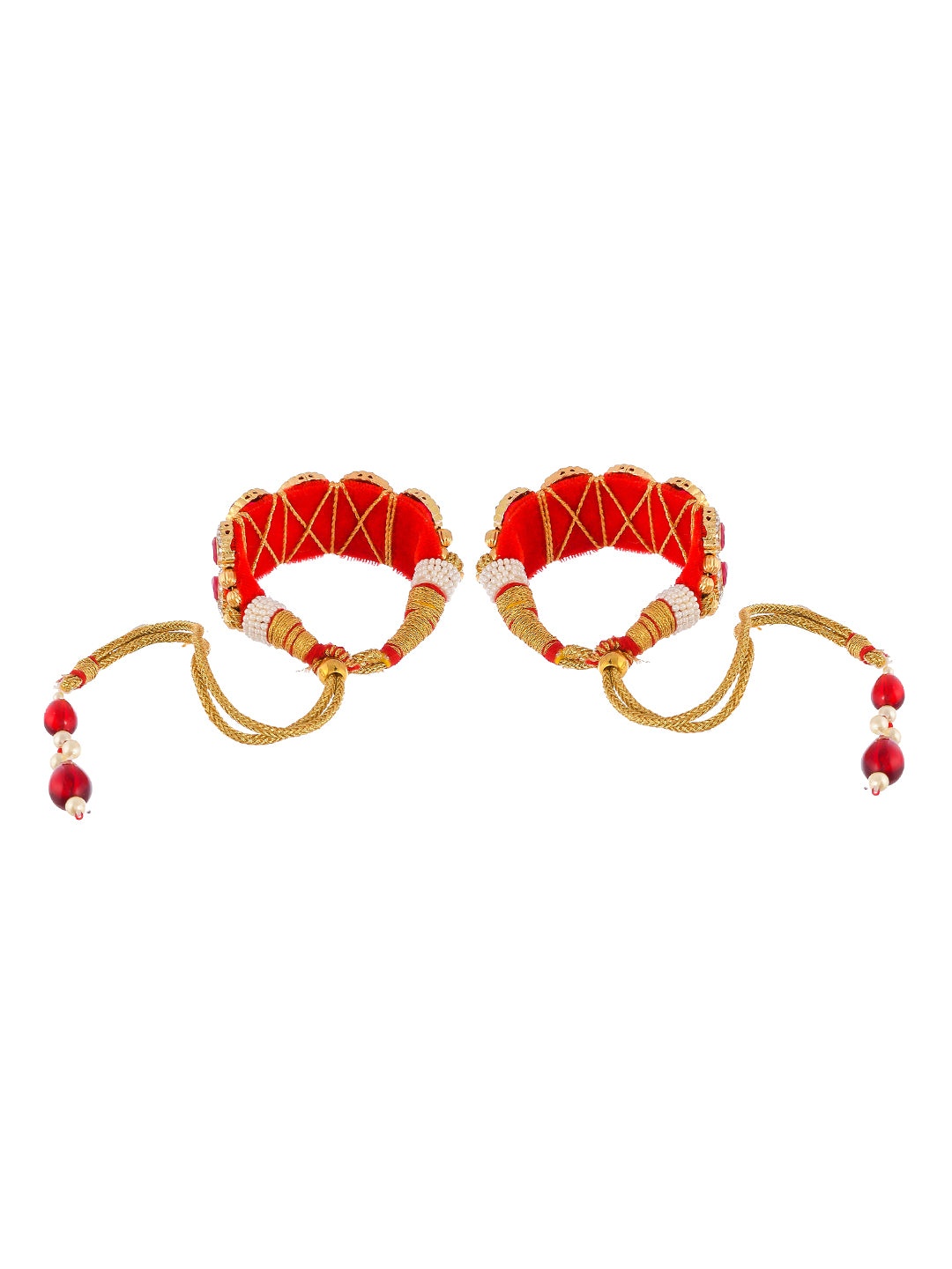 Gold Plated Pink Green Stone Stubbed Traditional Rajputi Armlet Bracelet