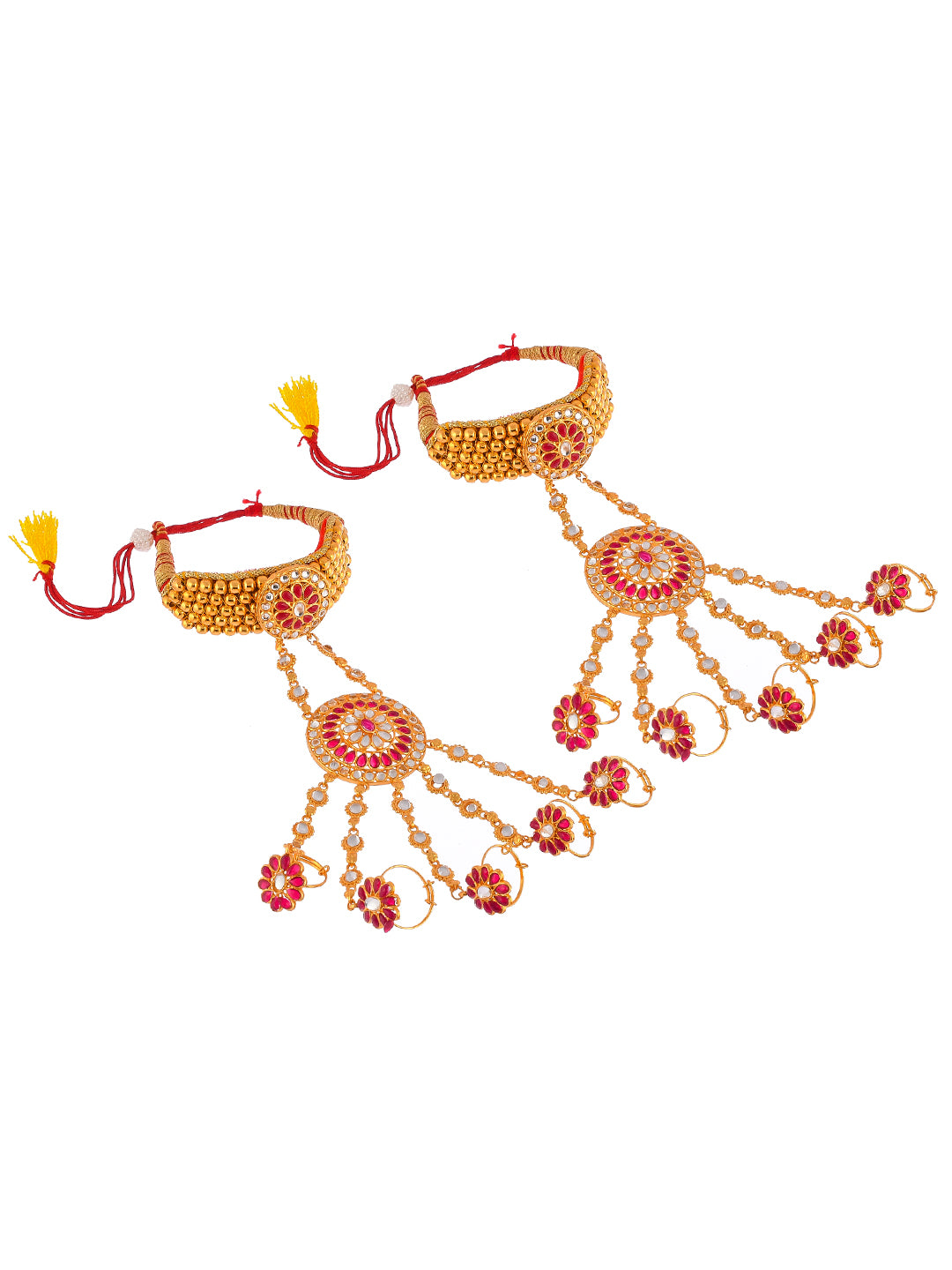 Traditional Rajputi Pochi Hathphool Bracelet With Rings