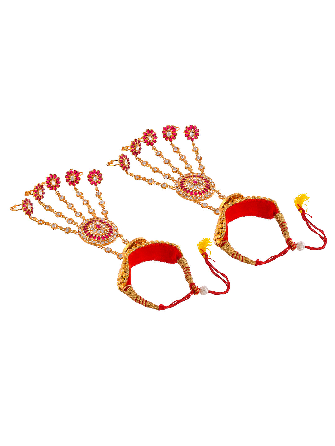 Traditional Rajputi Pochi Hathphool Bracelet With Rings