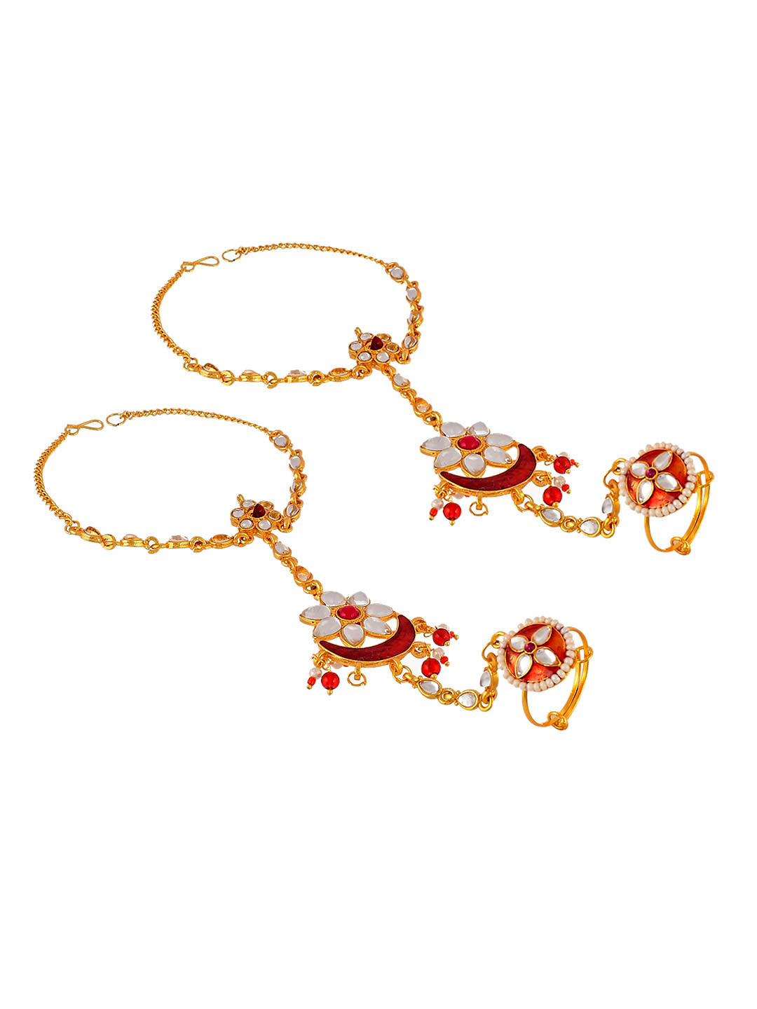 Set Of 2 Traditional Bracelet With Ring Hathphool