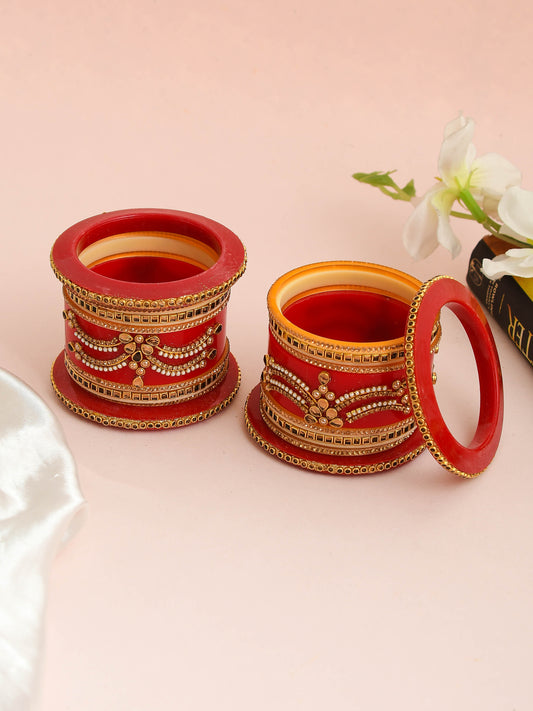 Set of 18 Traditional Kundan Bridal Seep Chura Patla for Women Online