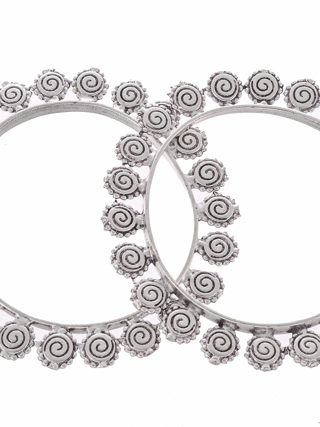Set Of 2 Silver Toned Oxidised Affinity Bangles