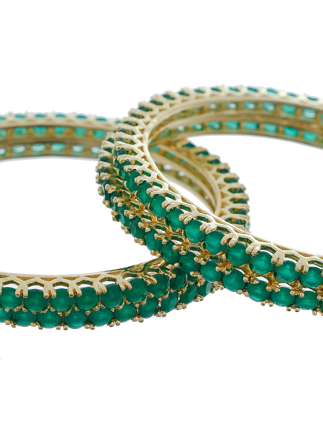 Green Emerald Handmade Gold Plated Set Of 4 Bangles For Women