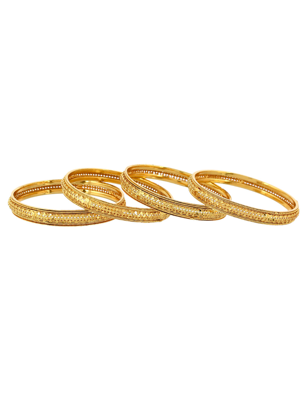 Set Of 4 Gold Plated Metal Bangles For Women