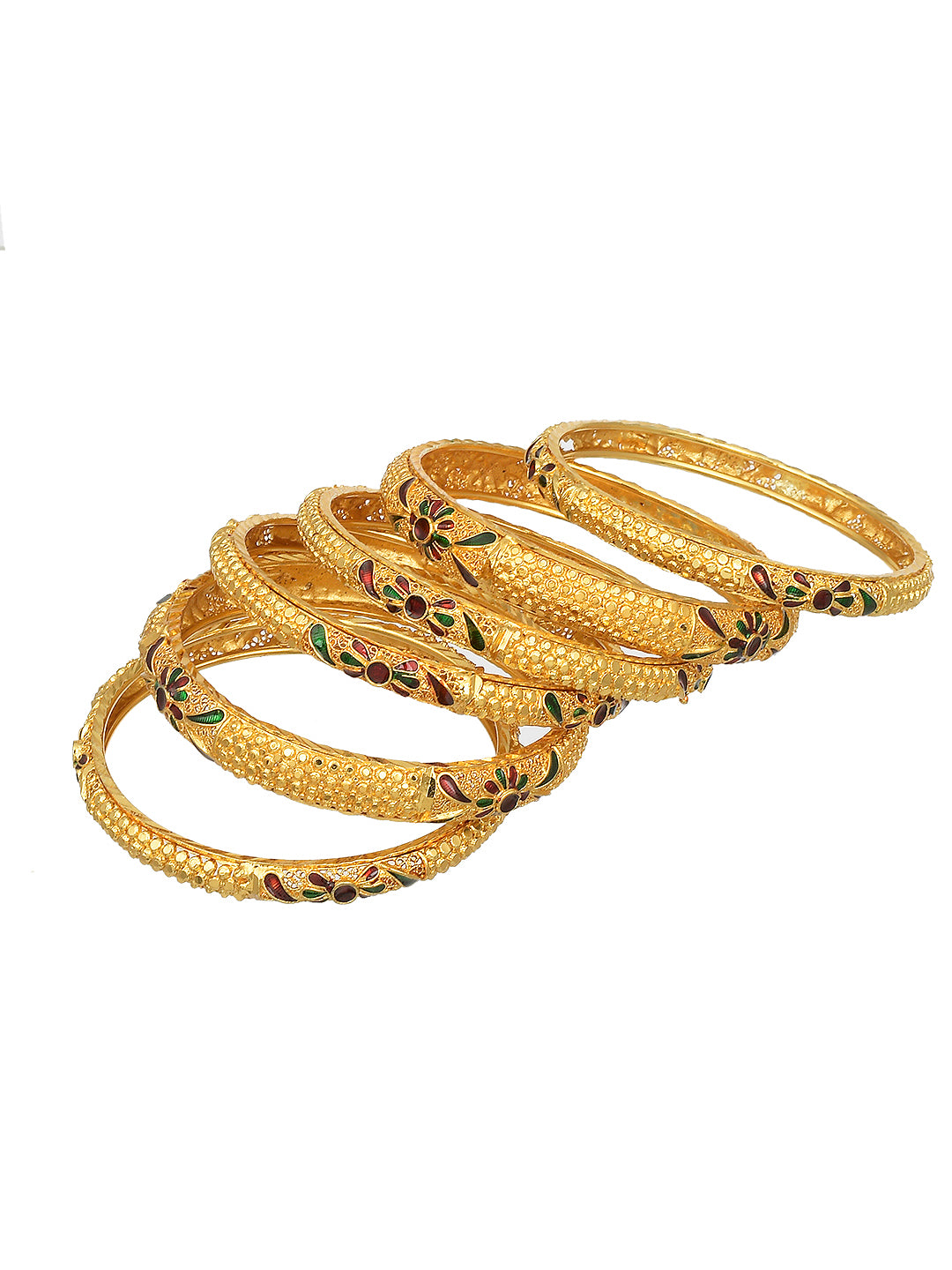 Buy Set of Traditional Meenakari Gold Plated Bangles for Women