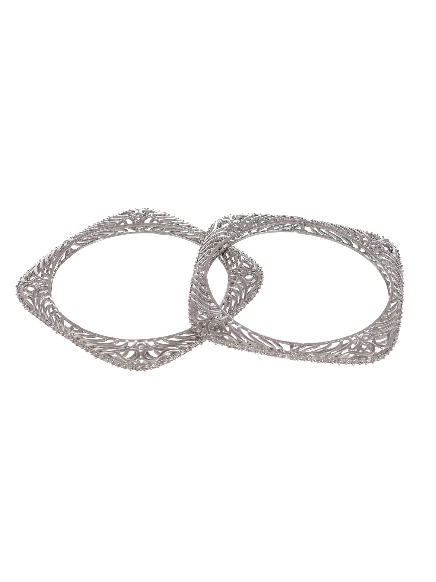 Set Of 2 Silver Plated Handcrafted Bangles