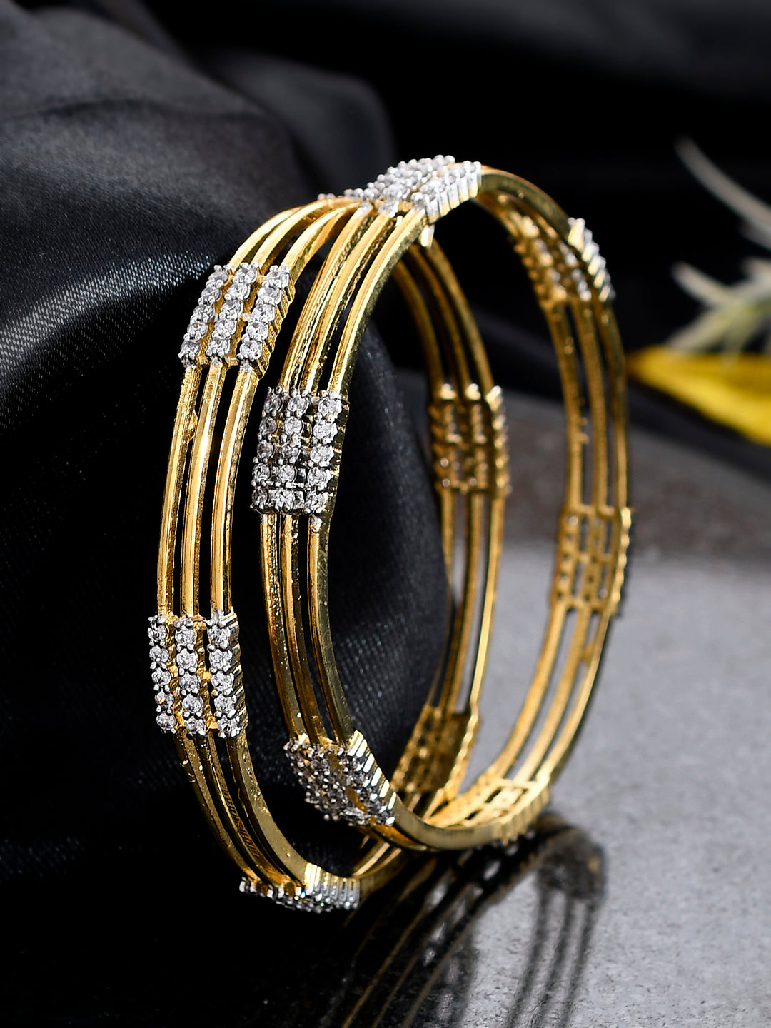 Set of 2 Gold Plated Ad Bangles for Women Online
