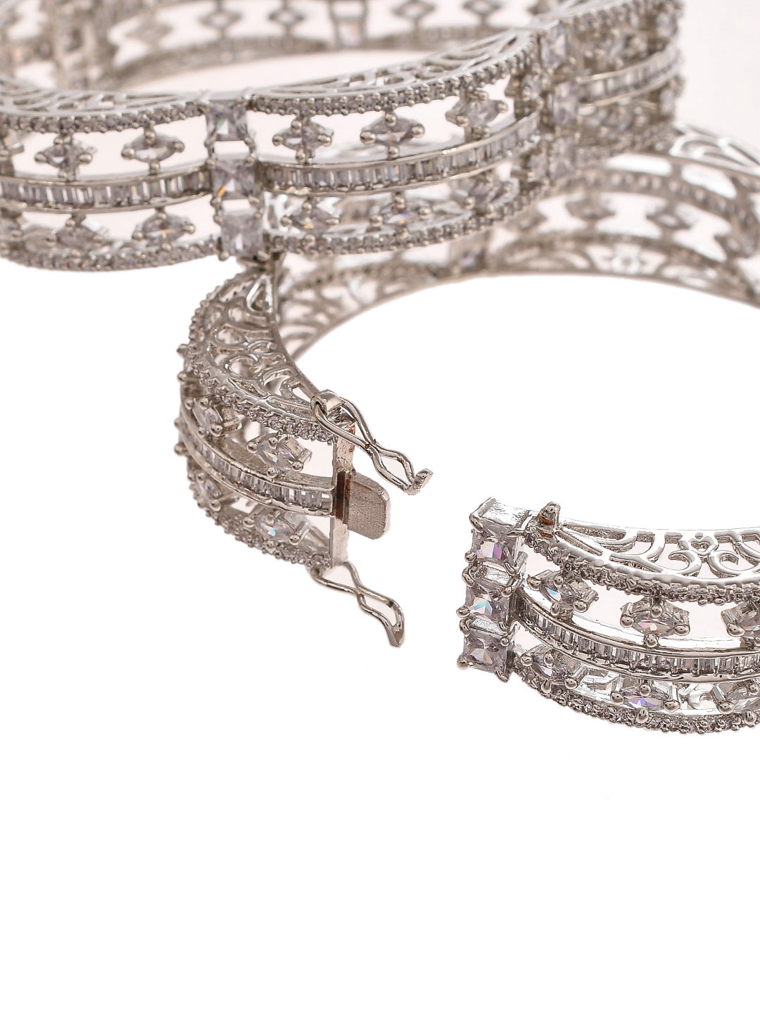 Silver Plated Set of 2 American Diamond Bangles