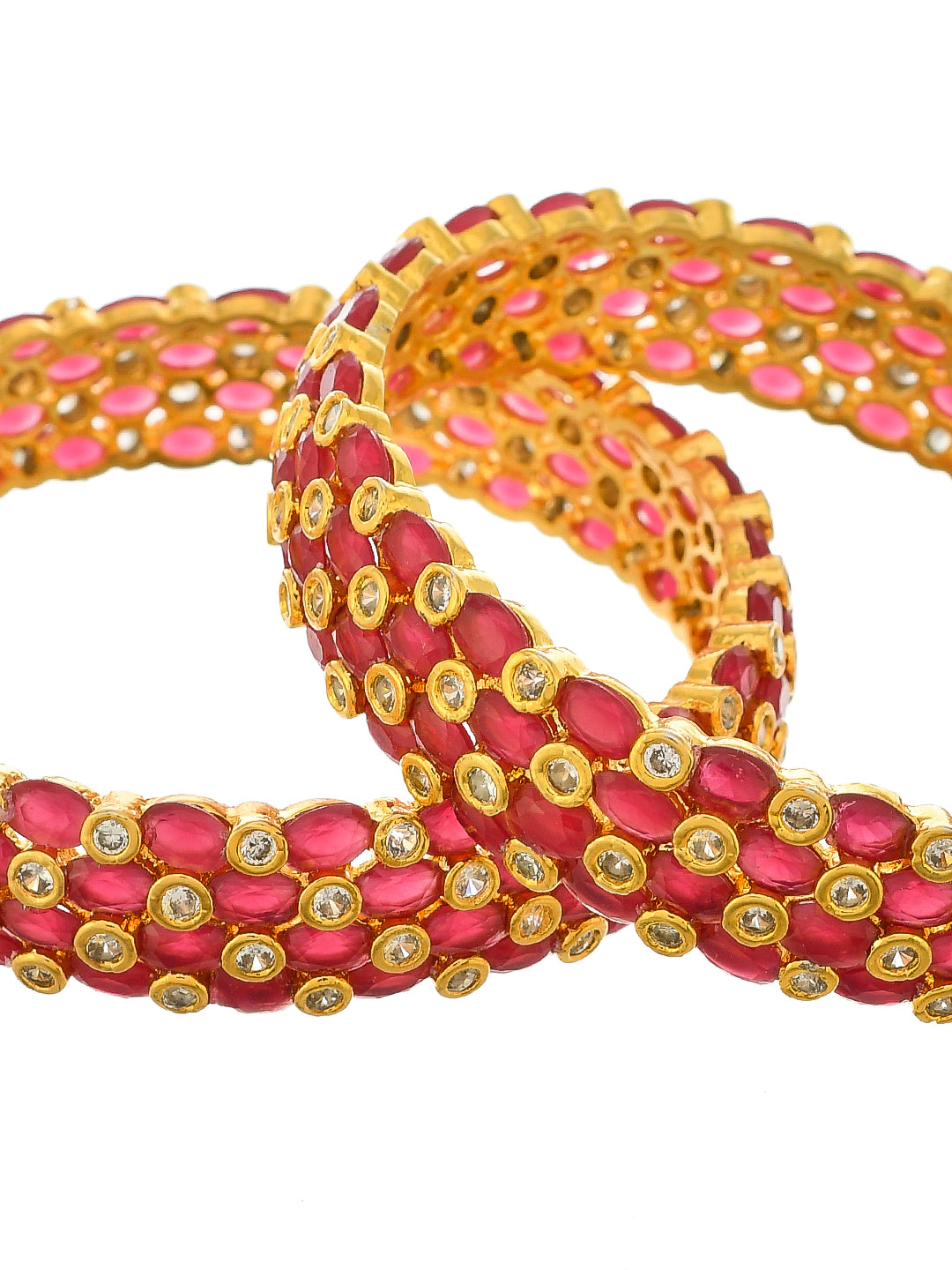 Gold Plated Faux Ruby Bangle Set