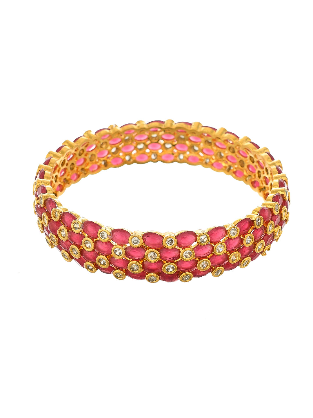 Gold Plated Faux Ruby Bangle Set