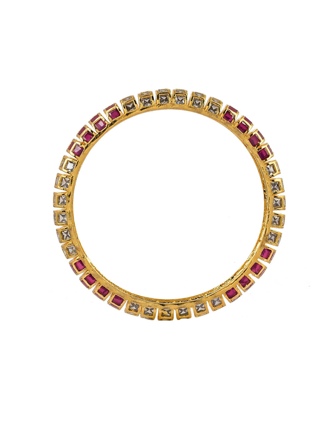 Set Of 2 Handcrafted Faux Ruby Ad Bangle Kada