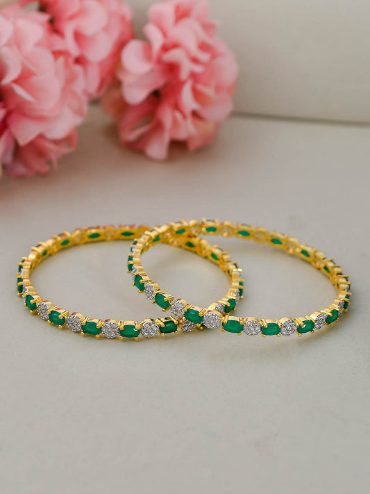 Set of 2 Emerald Green Ad Handcrafted Classic Bangles for Women Online