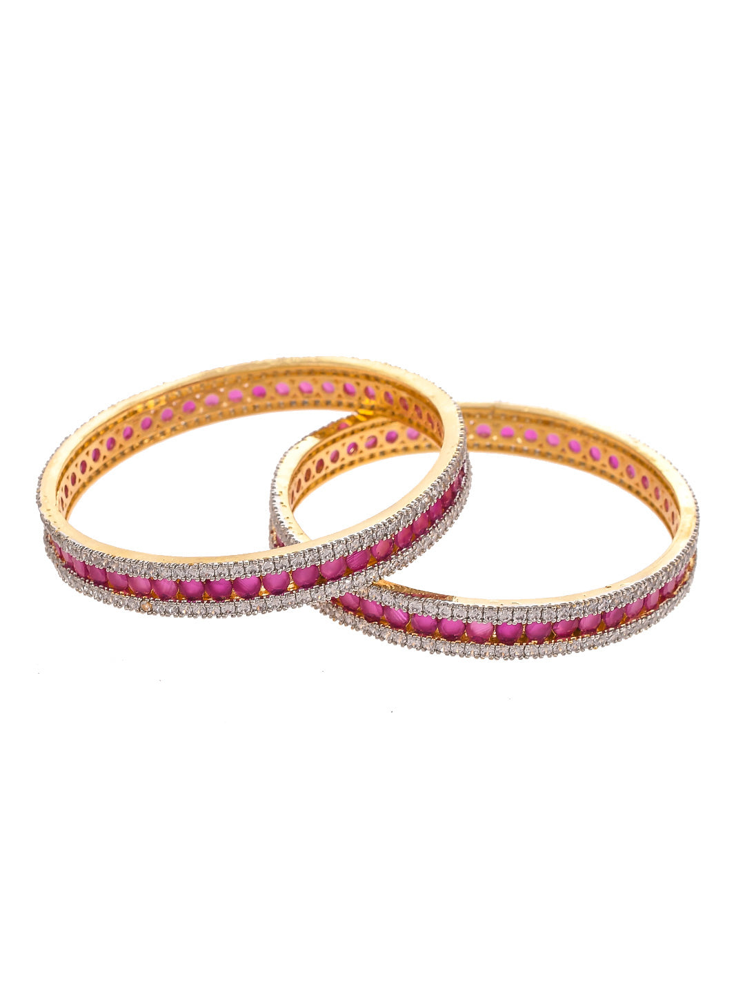 Set Of 2 Gold Plated American Diamond Handcrafated Bangles